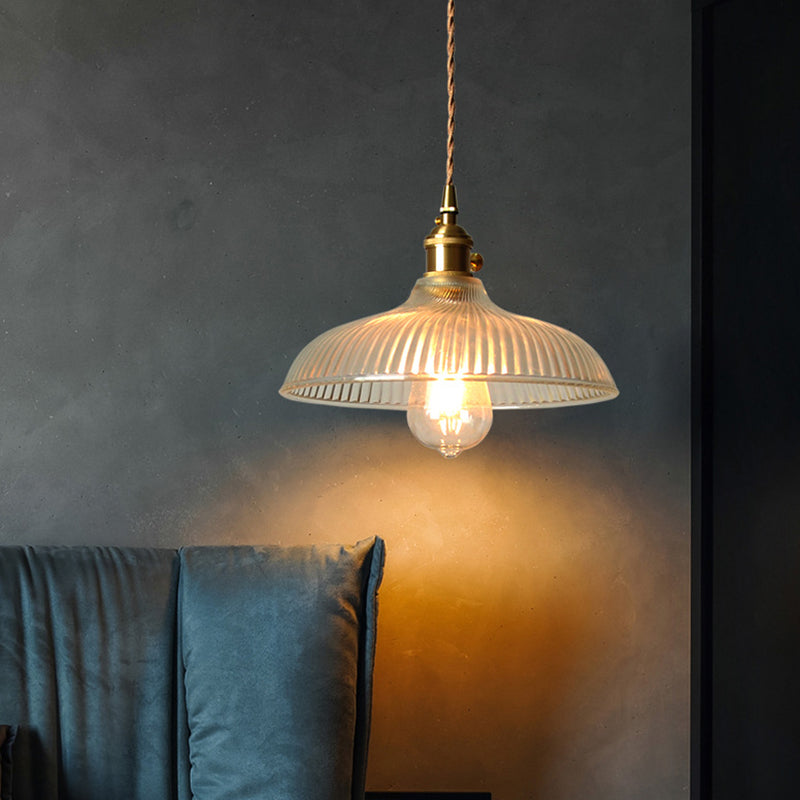 Retro Industrial 1 Light Pendant Prismatic Glass Dome Pendant Lighting for Living Room
