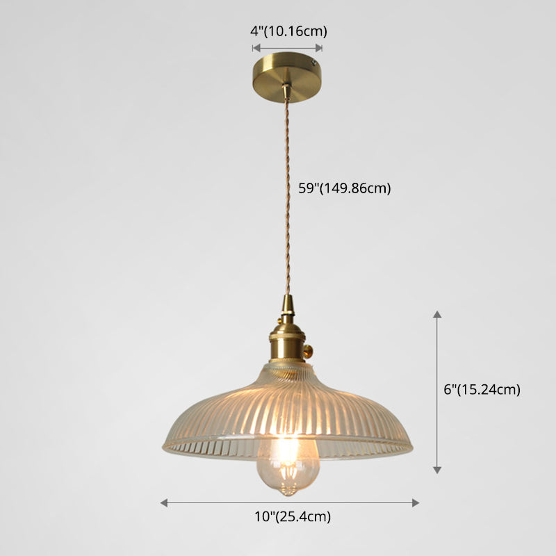 Retro Industrial 1 Light Pendant Prismatic Glass Dome Pendant Lighting for Living Room