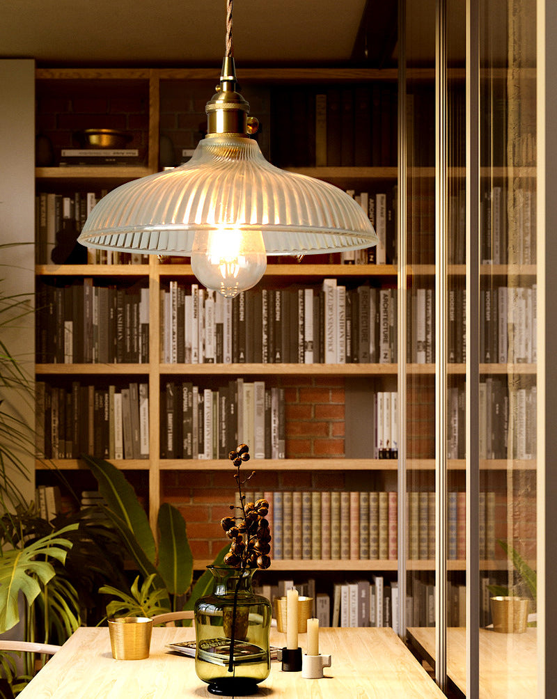 Retro Industrial 1 Light Pendant Prismatic Glass Dome Pendant Lighting for Living Room