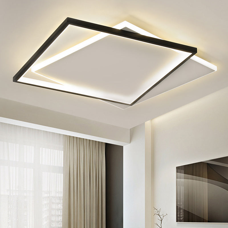 Squared Flush Mount Lighting Minimalist Metal Black-White LED Flush Ceiling Light Fixture
