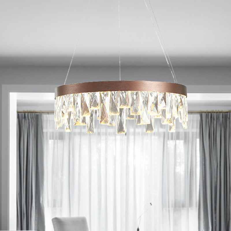 Ring Wohnzimmer hängen Kronleuchter Lichtkristall Block LED zeitgemäße Aufhängung Licht in Braun, 16 "/23,5" /31,5 "breit