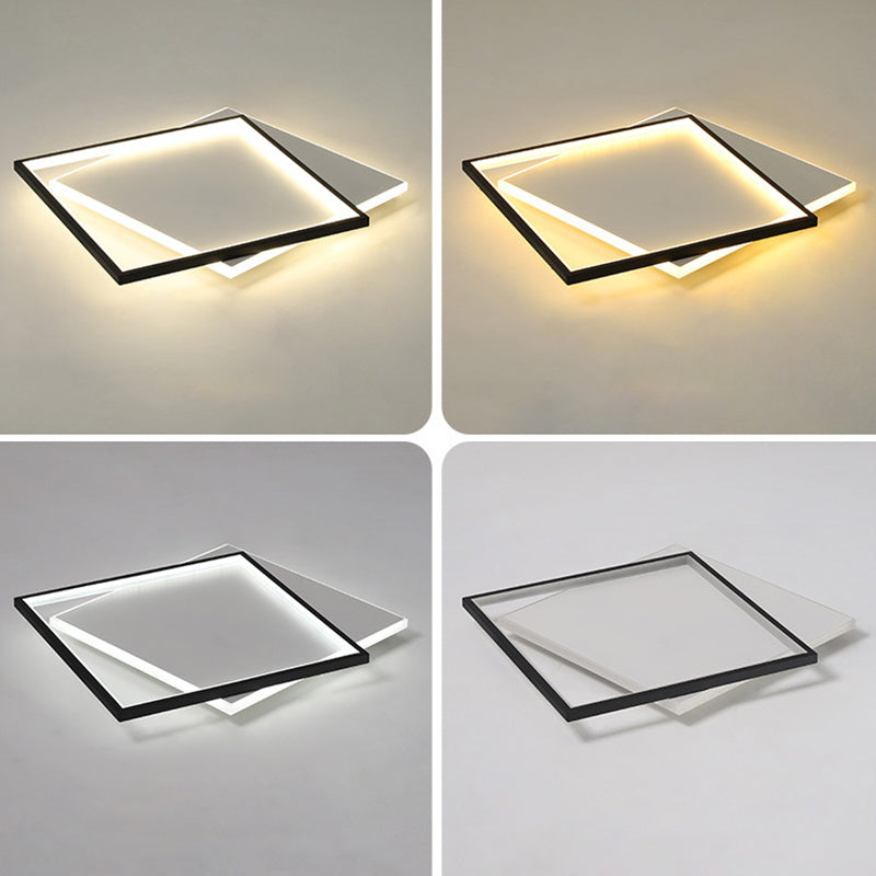 Squared Flush Mount Lighting Minimalist Metal Black-White LED Flush Ceiling Light Fixture