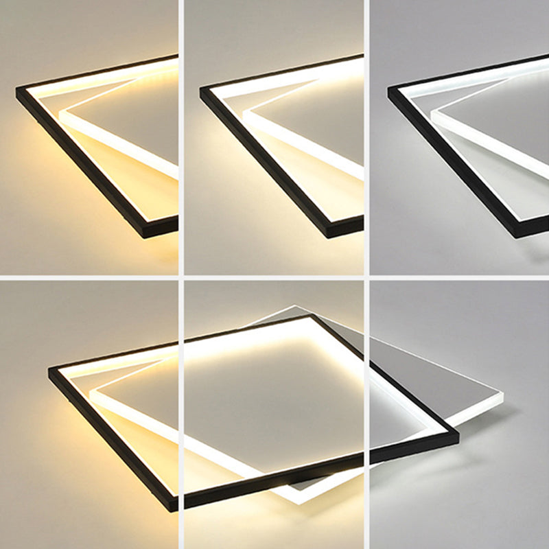 Squared Flush Mount Lighting Minimalist Metal Black-White LED Flush Ceiling Light Fixture