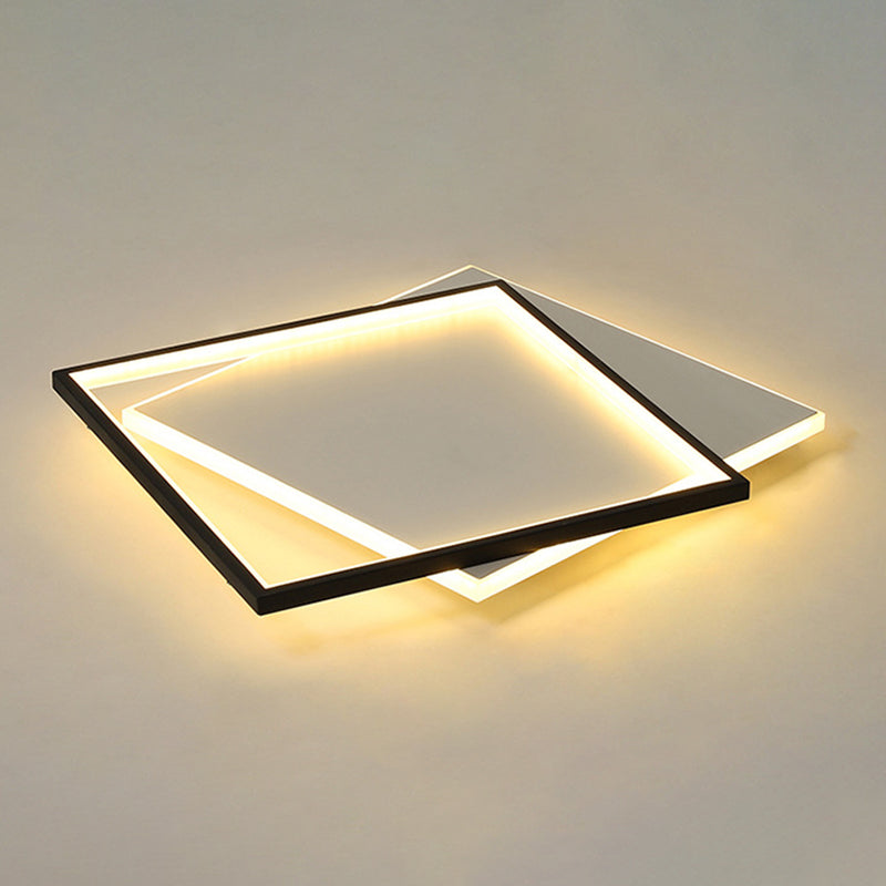 Squared Flush Mount Lighting Minimalist Metal Black-White LED Flush Ceiling Light Fixture