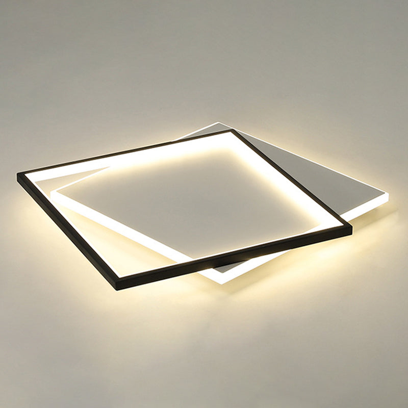 Squared Flush Mount Lighting Minimalist Metal Black-White LED Flush Ceiling Light Fixture