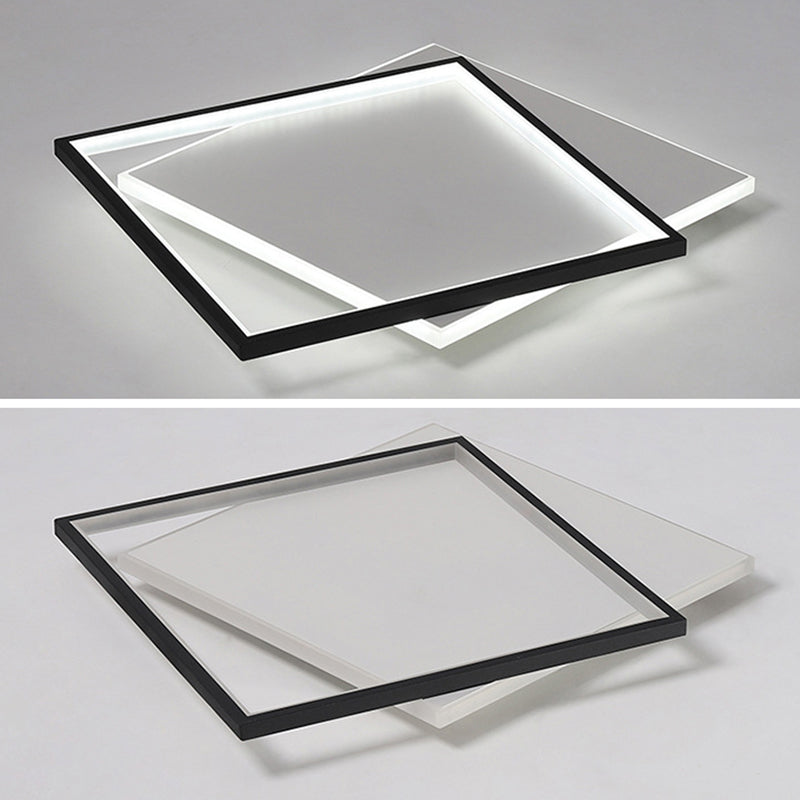 Squared Flush Mount Lighting Minimalist Metal Black-White LED Flush Ceiling Light Fixture