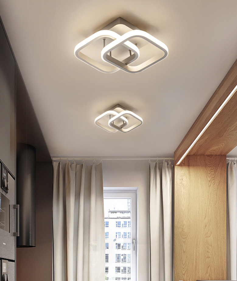 Geometric Semi Mount Lighting Simple Style Metal LED Aisle Semi Flush Light Fixture