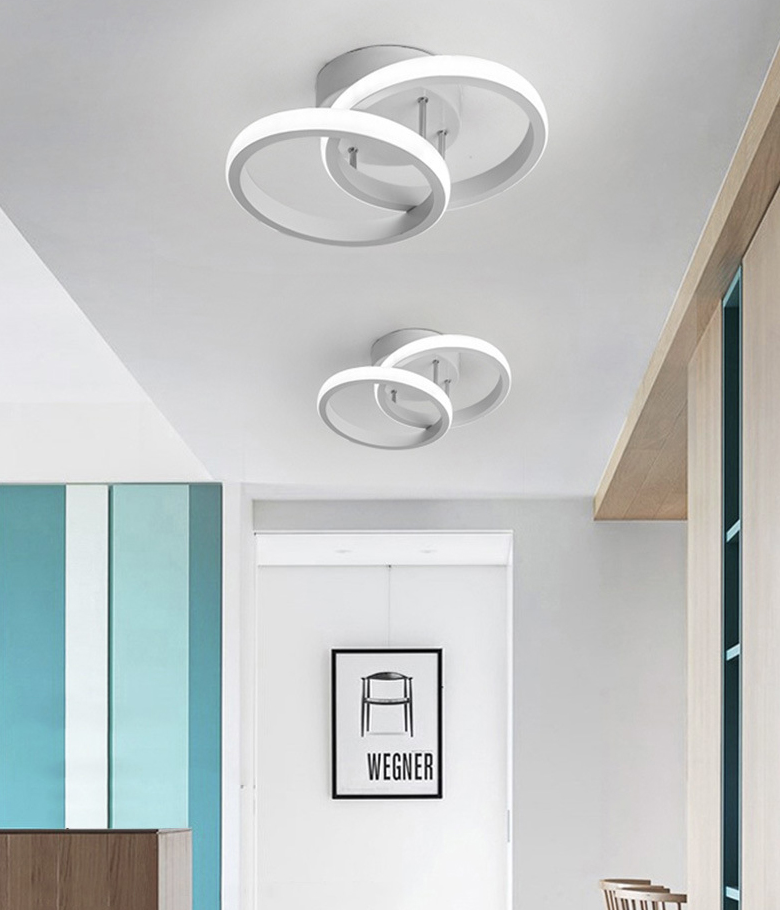 Geometric Semi Mount Lighting Simple Style Metal LED Aisle Semi Flush Light Fixture