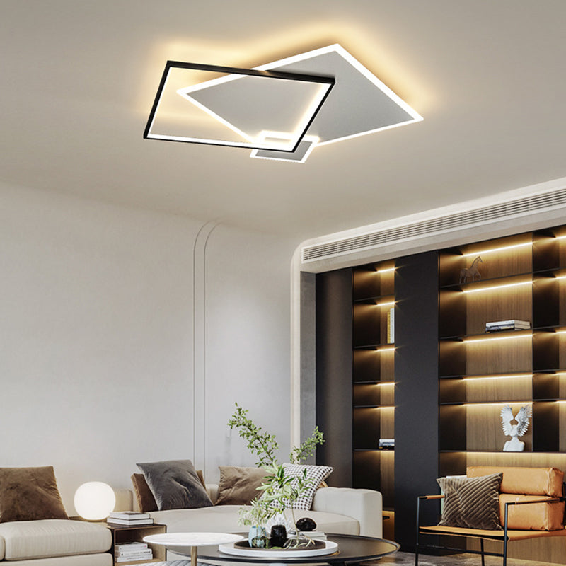 Acrylic Squares Flush Mount Light Minimalist Style LED Flush Mount Ceiling Light in Black-White