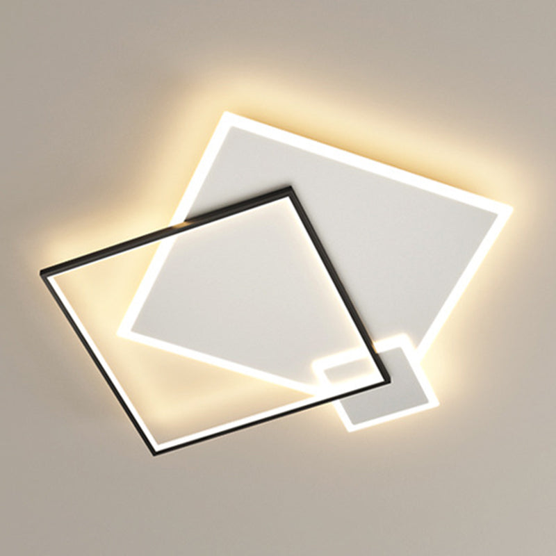 Acrylic Squares Flush Mount Light Minimalist Style LED Flush Mount Ceiling Light in Black-White