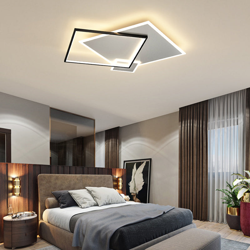 Acrylic Squares Flush Mount Light Minimalist Style LED Flush Mount Ceiling Light in Black-White