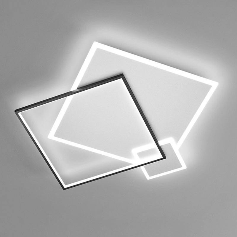 Acrylic Squares Flush Mount Light Minimalist Style LED Flush Mount Ceiling Light in Black-White