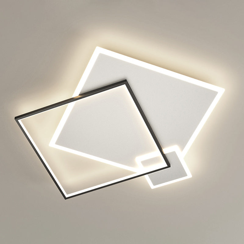 Acrylic Squares Flush Mount Light Minimalist Style LED Flush Mount Ceiling Light in Black-White