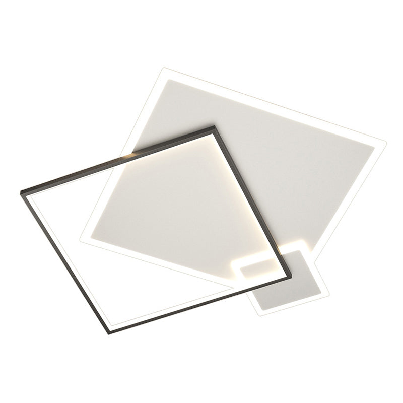 Acrylic Squares Flush Mount Light Minimalist Style LED Flush Mount Ceiling Light in Black-White