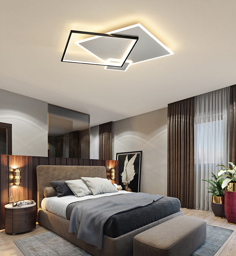 Acrylic Squares Flush Mount Light Minimalist Style LED Flush Mount Ceiling Light in Black-White