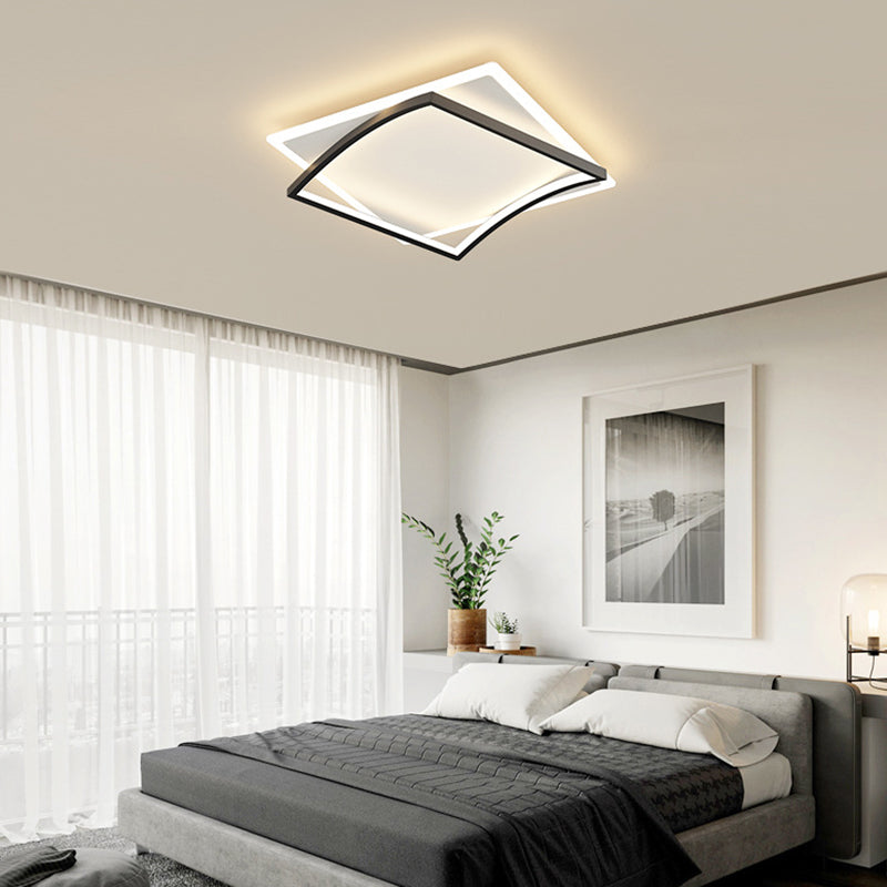 Acrylic Square Ceiling Mounted Fixture Modern Style Black-White LED Ceiling Flush Mount Light