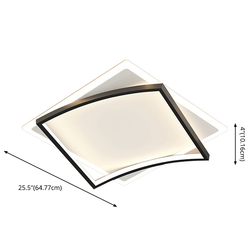 Acrylic Square Ceiling Mounted Fixture Modern Style Black-White LED Ceiling Flush Mount Light