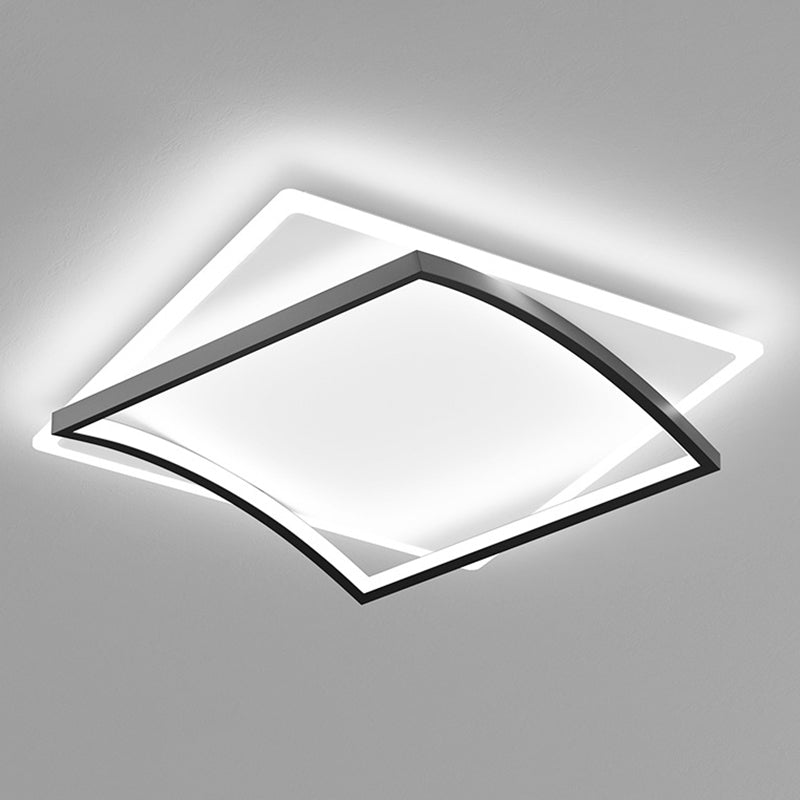 Acrylic Square Ceiling Mounted Fixture Modern Style Black-White LED Ceiling Flush Mount Light