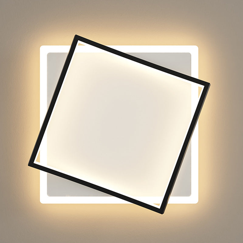 Acrylic Square Ceiling Mounted Fixture Modern Style Black-White LED Ceiling Flush Mount Light