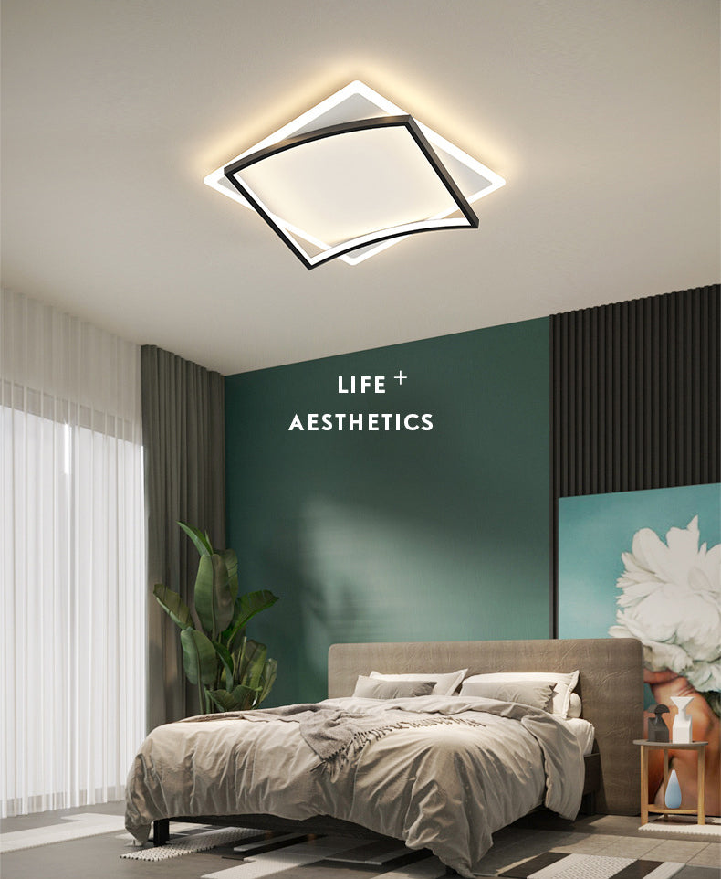 Acrylic Square Ceiling Mounted Fixture Modern Style Black-White LED Ceiling Flush Mount Light