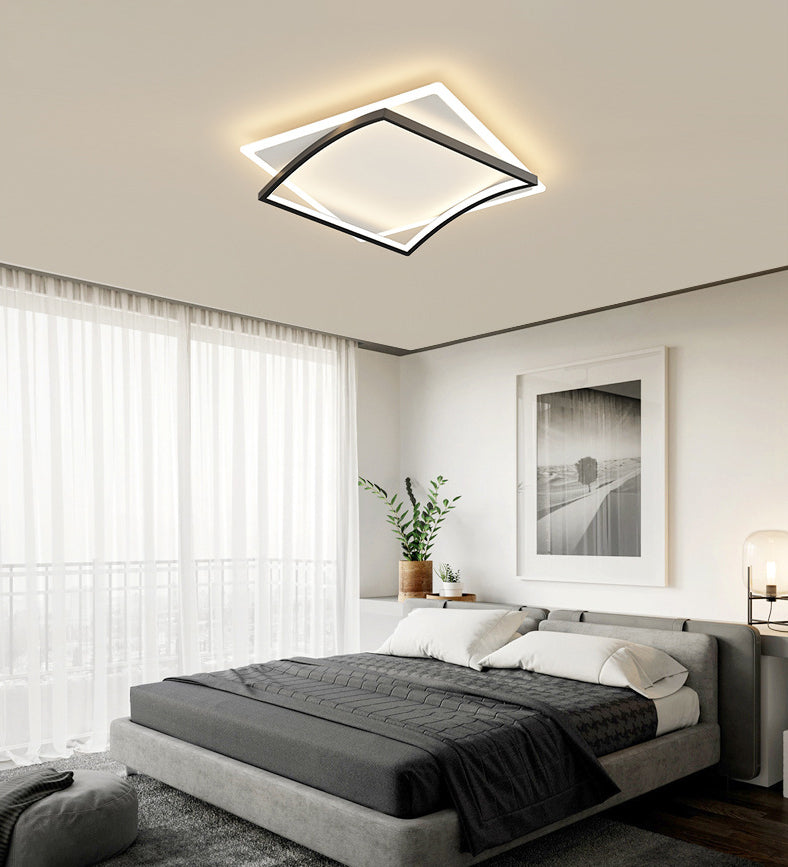Acrylic Square Ceiling Mounted Fixture Modern Style Black-White LED Ceiling Flush Mount Light
