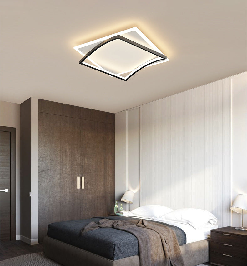 Acrylic Square Ceiling Mounted Fixture Modern Style Black-White LED Ceiling Flush Mount Light