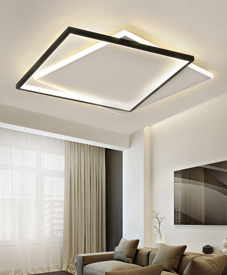Squared Flush Mount Lighting Minimalist Metal Black-White LED Flush Ceiling Light Fixture
