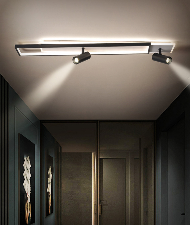 Nouveau Luminaire de plafond de salon linéaire de lumière affleurante de LED de fer moderne avec 2 projecteurs