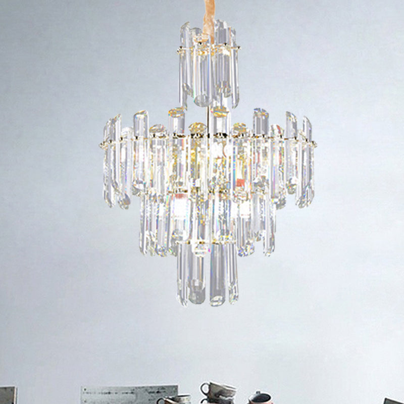 3 niveles Candelier de cristal biselado Luz de luz contemporánea 8/12 luces claras luz de techo colgante