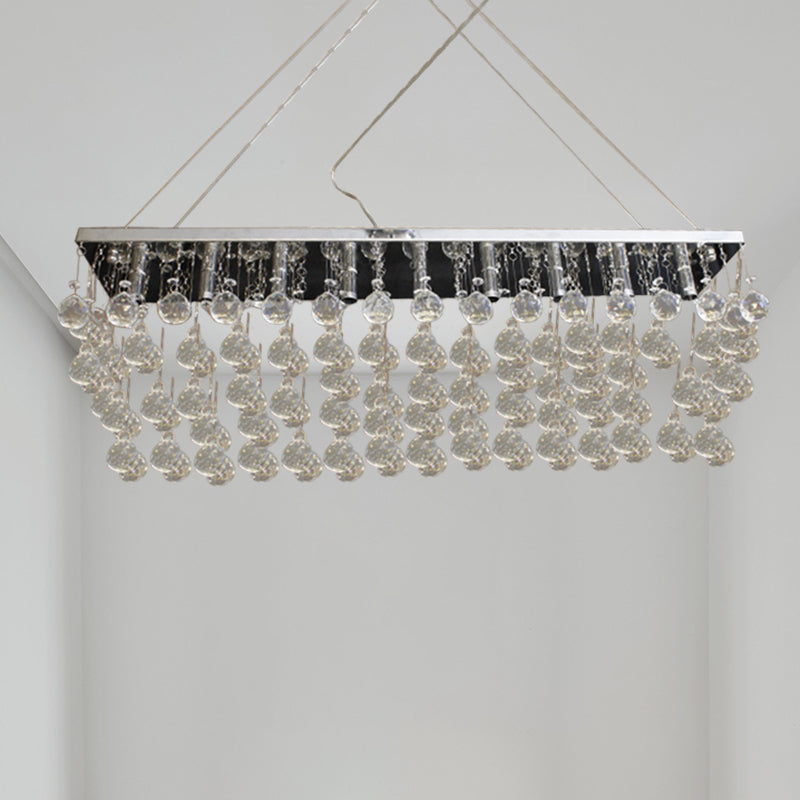 Rechteck Esszimmer Kronleuchter Lampe Kristallkugel 6/9 Köpfe Einfache Hänglampe in Nickel