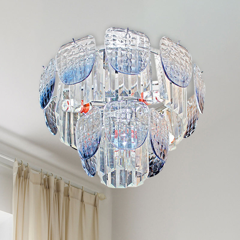 Kit de luz colgante de cristal de cristal transparente moderno 5/10 luces lámparas de colgante azul claro