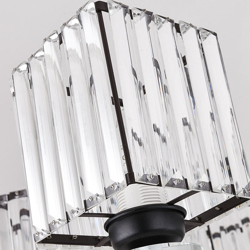 Rectangle-Cut Crystal Sputnik Chandelier Modernism 3/6/8 Lights Black Ceiling Light Fixture