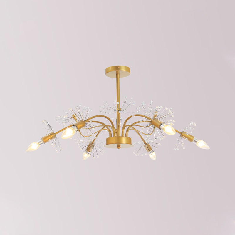 Kit de luz colgante de oro de oro posmoderna 7 cabezas de araña de cristal luz colgante