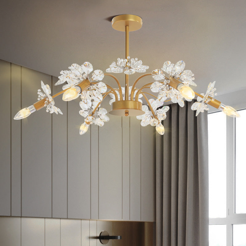 Kit de luz colgante de oro de oro posmoderna 7 cabezas de araña de cristal luz colgante