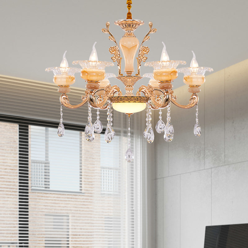 Candelabra Gold Candelabra Candelier Modern Crystal Drop 6/8/10 Lights Light Soall Light