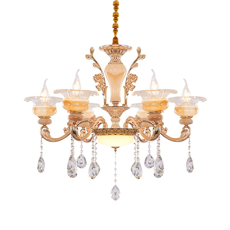 Candelabra Gold Candelabra Candelier Modern Crystal Drop 6/8/10 Lights Light Soall Light