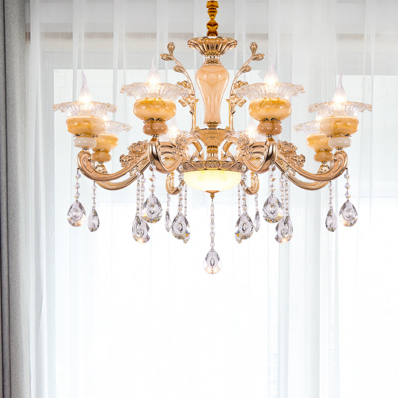 Candelabra Gold Candelabra Candelier Modern Crystal Drop 6/8/10 Lights Light Soall Light