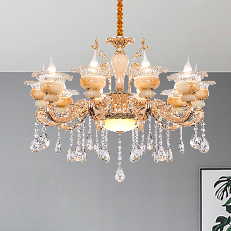 Candelabra Gold Candelabra Candelier Modern Crystal Drop 6/8/10 Lights Light Soall Light