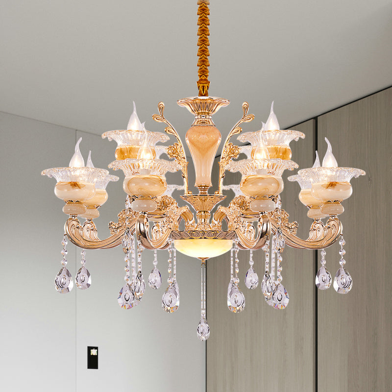 Candelabra Gold Candelabra Candelier Modern Crystal Drop 6/8/10 Lights Light Soall Light