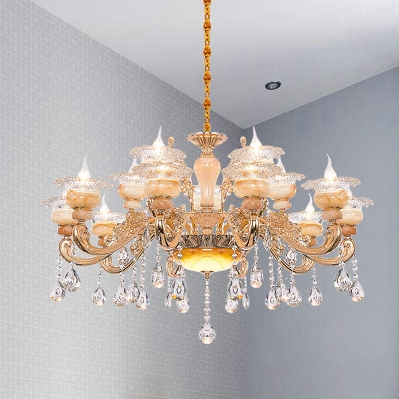 Candelabra Gold Candelabra Candelier Modern Crystal Drop 6/8/10 Lights Light Soall Light