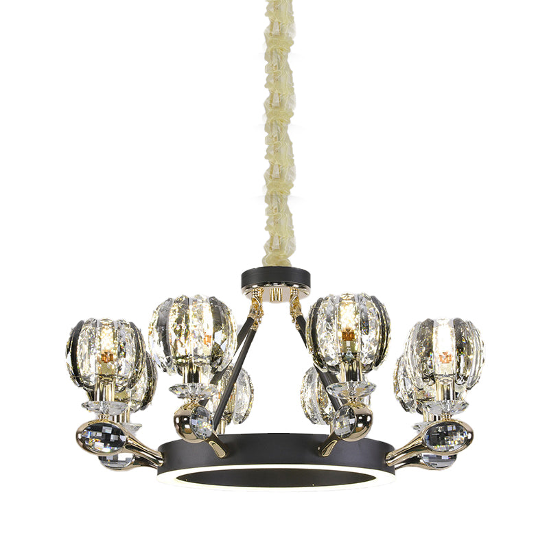 Black Global Global Chandelier Light tradicionalismo 6/8 Cabezas LEAM LED CHRISTAL CHISTAL PARA SALA DE VIVO