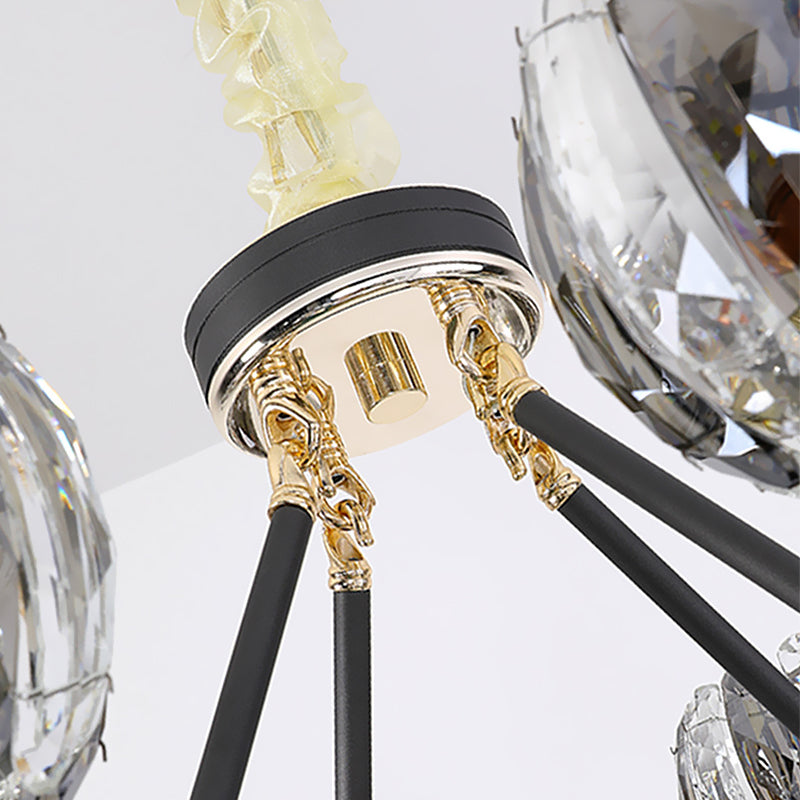 Black Global Global Chandelier Light tradicionalismo 6/8 Cabezas LEAM LED CHRISTAL CHISTAL PARA SALA DE VIVO