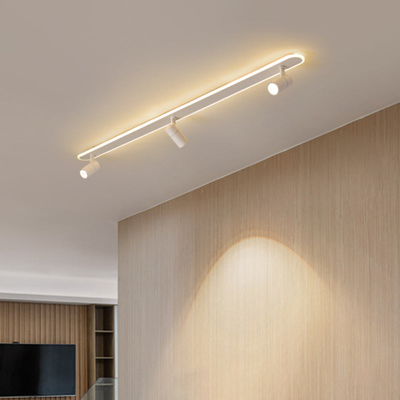 Contemporary LED Close to Ceiling Lighting Fixture Linear Ceiling Fixture with Metal Shade