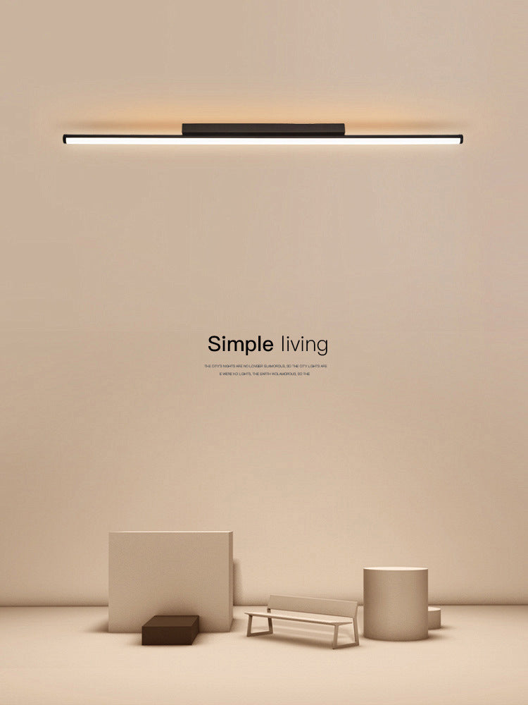 Lineare Deckenleuchte im minimalistischen Stil, LED-Beleuchtung aus Metall in Deckennähe