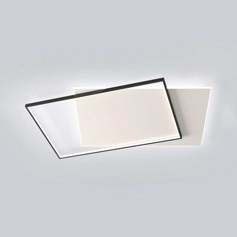 Squared Ceiling Flush Mount Light Modern Acrylic Bedroom LED Flush-Mount Light Fixture in Black-White