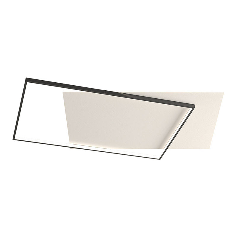 Squared Ceiling Flush Mount Light Modern Acrylic Bedroom LED Flush-Mount Light Fixture in Black-White