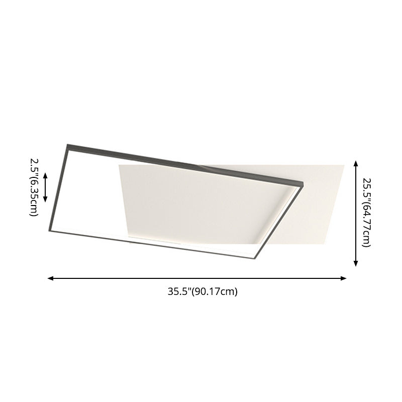 Squared Ceiling Flush Mount Light Modern Acrylic Bedroom LED Flush-Mount Light Fixture in Black-White