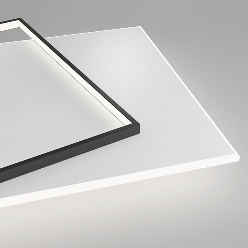 Plafonnier carré encastré moderne en acrylique pour chambre à coucher, luminaire LED encastré en noir et blanc