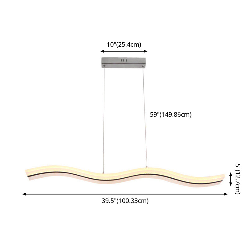 Pendante Wave Island Lights Assemblées d'éclairage de lustre en acrylique moderne pour le restaurant