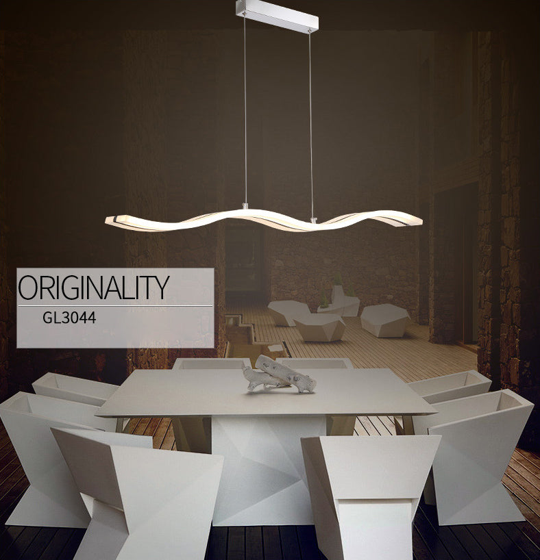 Pendante Wave Island Lights Assemblées d'éclairage de lustre en acrylique moderne pour le restaurant